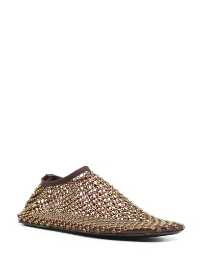 Christopher Esber Minette Crystal-embellished Ballet Flats In Brown