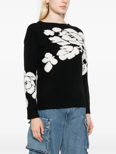 Shop Blugirl Floral-jacquard Sweater In Black