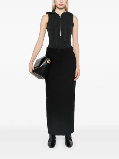 Michael Kors Cashmere-blend Zip Bodysuit In Black