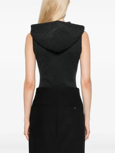 Michael Kors Cashmere-blend Zip Bodysuit In Black