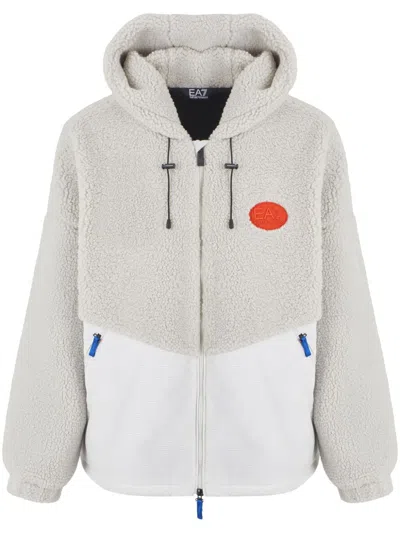 Ea7 Fleece Performance Hoodie In White