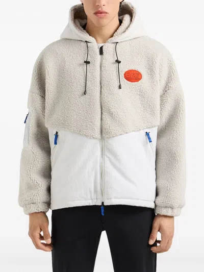 Ea7 Fleece Performance Hoodie In White