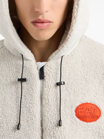Ea7 Fleece Performance Hoodie In White