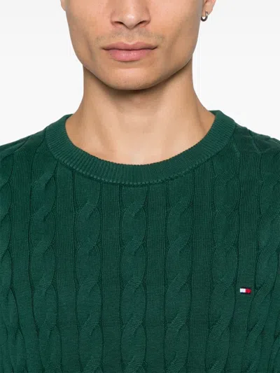 Tommy Hilfiger Textured Knit Pullover Crew Neck In Green