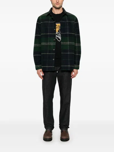 Barbour Textured Tartan Check  Shirt With Classic Collar And Pockets In Green