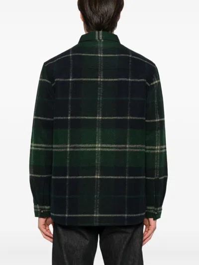 Barbour Textured Tartan Check  Shirt With Classic Collar And Pockets In Green