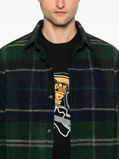 Barbour Textured Tartan Check  Shirt With Classic Collar And Pockets In Green