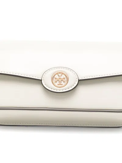 Tory Burch Robinson Spazzolato Cross Body Bag In White