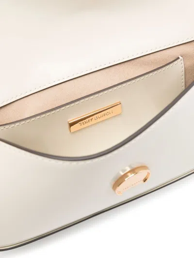 Tory Burch Robinson Spazzolato Cross Body Bag In White