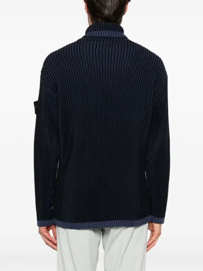 Stone Island Ribbed Knit In Blue