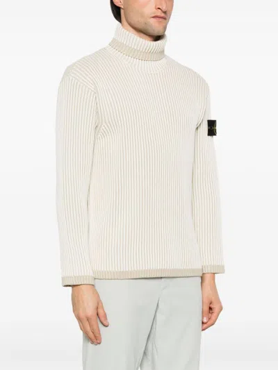 Stone Island Ribbed Sweater In Neutrals