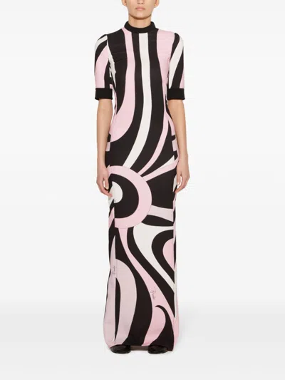 Pucci Abstract-pattern Print Maxi Dress In Black