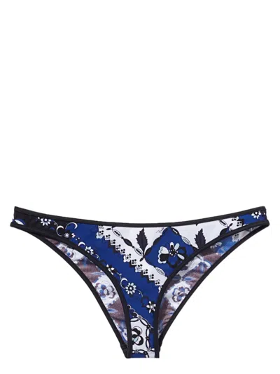 Shop Pucci Orchidee-print Bikini Briefs In Blue