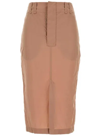 Saint Laurent Gonna In Crepe Rosa Carne Donna In Neutrals