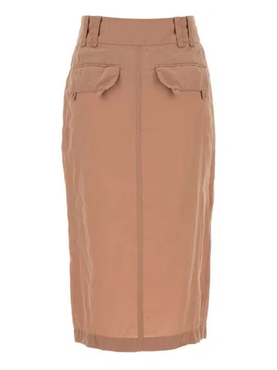 Saint Laurent Gonna In Crepe Rosa Carne Donna In Neutrals