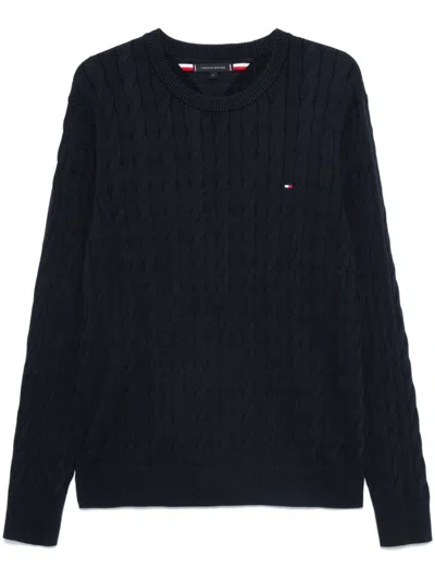 Tommy Hilfiger Boys 8-20 Crewneck Cable Knit Sweater In Blue
