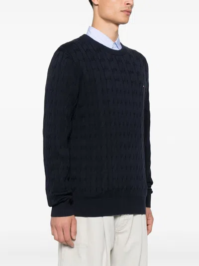 Tommy Hilfiger Boys 8-20 Crewneck Cable Knit Sweater In Blue