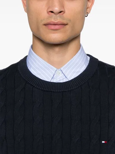 Tommy Hilfiger Boys 8-20 Crewneck Cable Knit Sweater In Blue