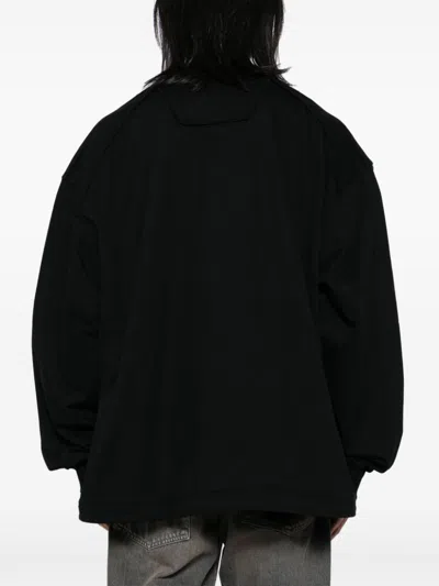Juunj Side-open Mesh Two-tone Sweatshirt In Black