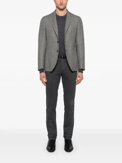 Shop Tagliatore Houndstooth-pattern Blazer In Grey