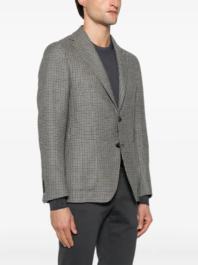 Shop Tagliatore Houndstooth-pattern Blazer In Grey