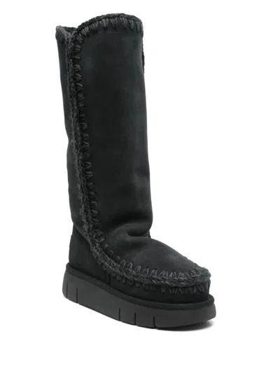 Mou Eskimo 40 Boots With Metallic Finishes In Black