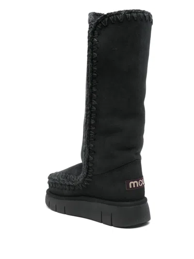 Mou Eskimo 40 Boots With Metallic Finishes In Black