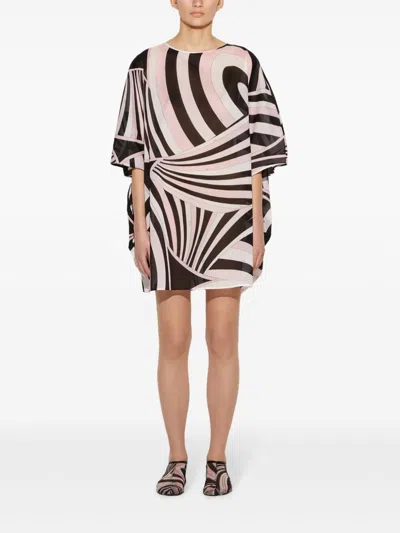 Pucci Abstract-pattern Print Mini Dress In Brown