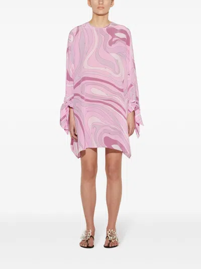 Pucci Abstract-pattern Print Mini Dress In Pink