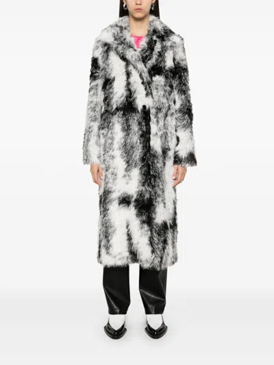 Ganni Faux-fur Coat In Black