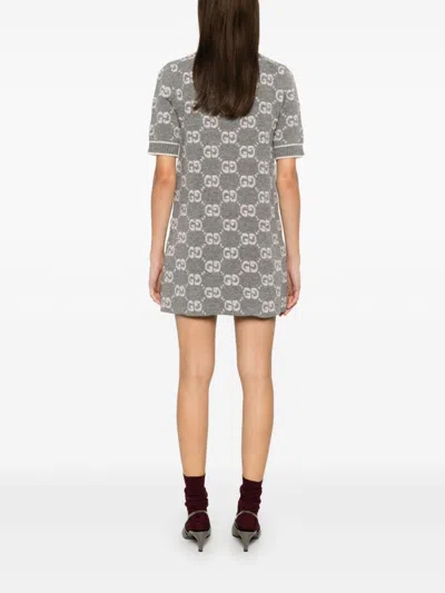 Gucci Gg-jacquard Mini Dress In Gray