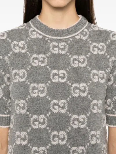 Gucci Gg-jacquard Mini Dress In Gray