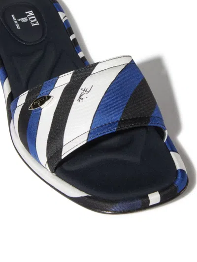 Pucci Yummy Iride-print Slides In Blue