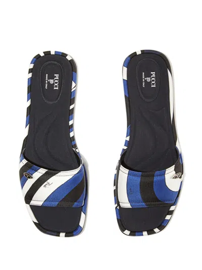 Pucci Yummy Iride-print Slides In Blue