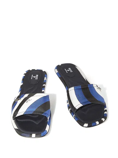 Pucci Yummy Iride-print Slides In Blue