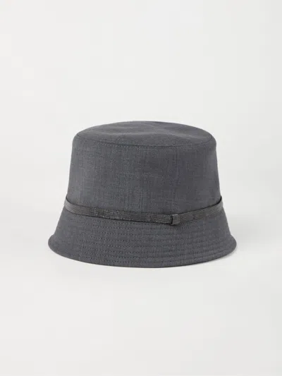 Brunello Cucinelli Monili Chain Detail Bucket Hat In Grey