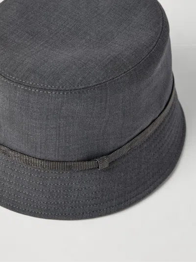 Brunello Cucinelli Monili Chain Detail Bucket Hat In Grey