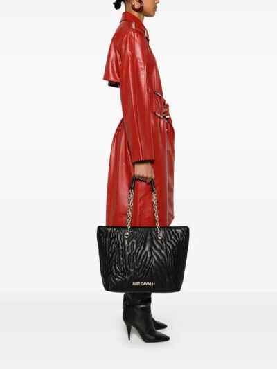 Just Cavalli Quilted Tote Bag In Black