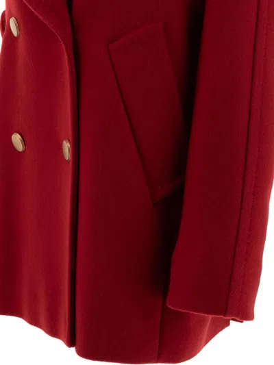 Max Mara Double-breasted Cashmere Coat Featuring Back Belt In Red
