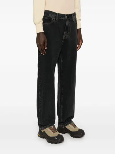 Carhartt Pantalon Newel Black Stone Washed In Black