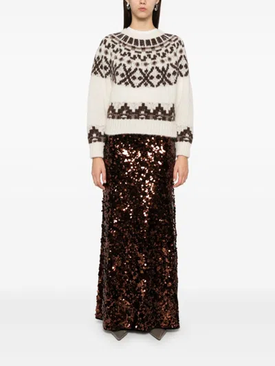 Ganni Sequinned Maxi Skirt In Brown