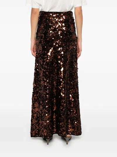 Ganni Sequinned Maxi Skirt In Brown