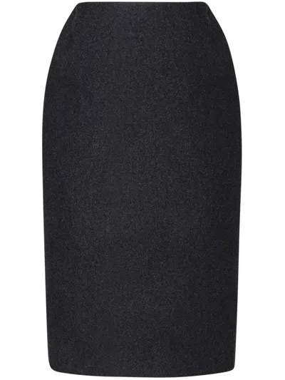 Miu Miu Longuette Skirt In Virgin Wool In Grey