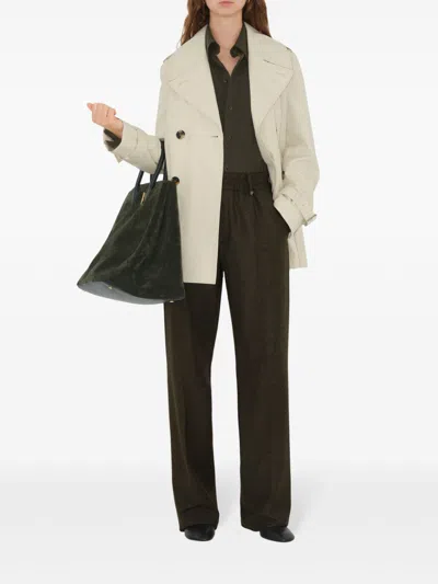 Burberry Belted Double-breasted Short Trench Coat In Neutrals