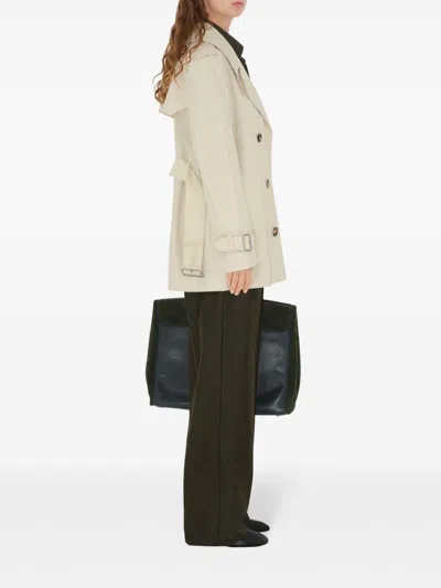 Burberry Belted Double-breasted Short Trench Coat In Neutrals