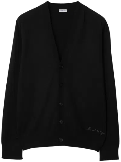 Shop Burberry Button-up Cardigan In Black