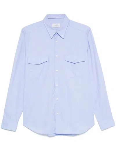 Tintoria Mattei Herringbone-pattern Shirt In Blue