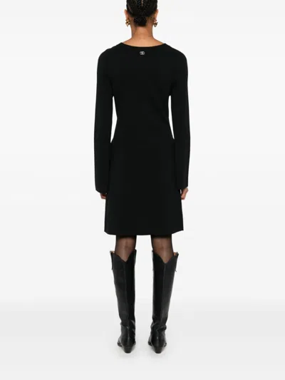 Shop Liu •jo Belted Knitted Mini Dress In Black