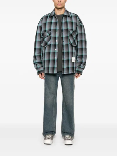 Miharayasuhiro Padded Shirt With Check Pattern And Chest Pockets In Blue