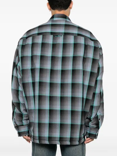 Miharayasuhiro Padded Shirt With Check Pattern And Chest Pockets In Blue